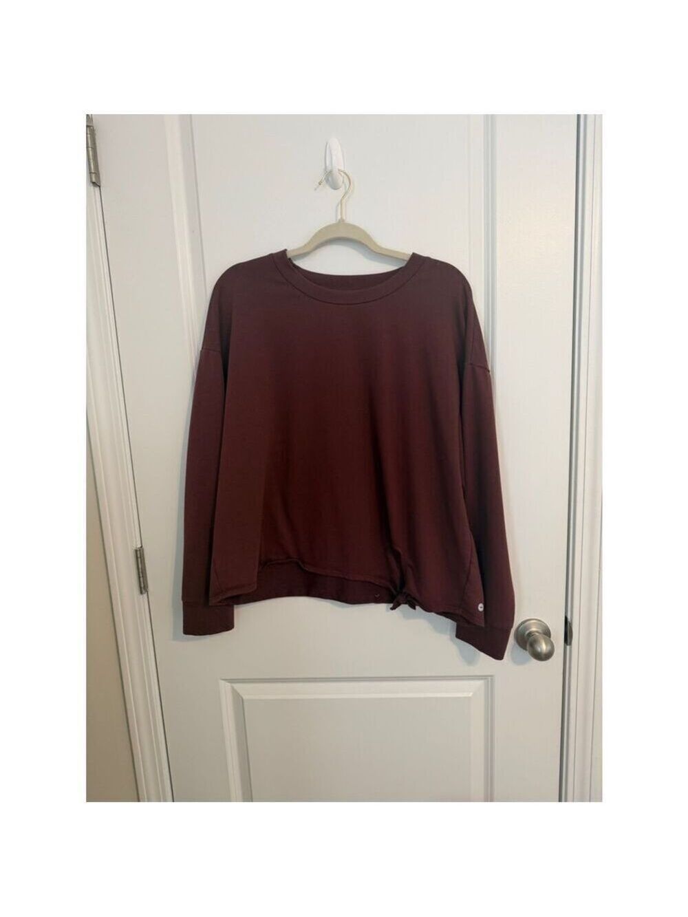 Avia Maroon Crewneck Sweatshirt Tie Hem XL Burgundy Pullover